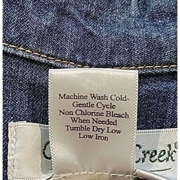 Coldwater Creek Denim Jacket Green Jeweled Buttons Southwestern Boho Size Large - Picture 5 of 14